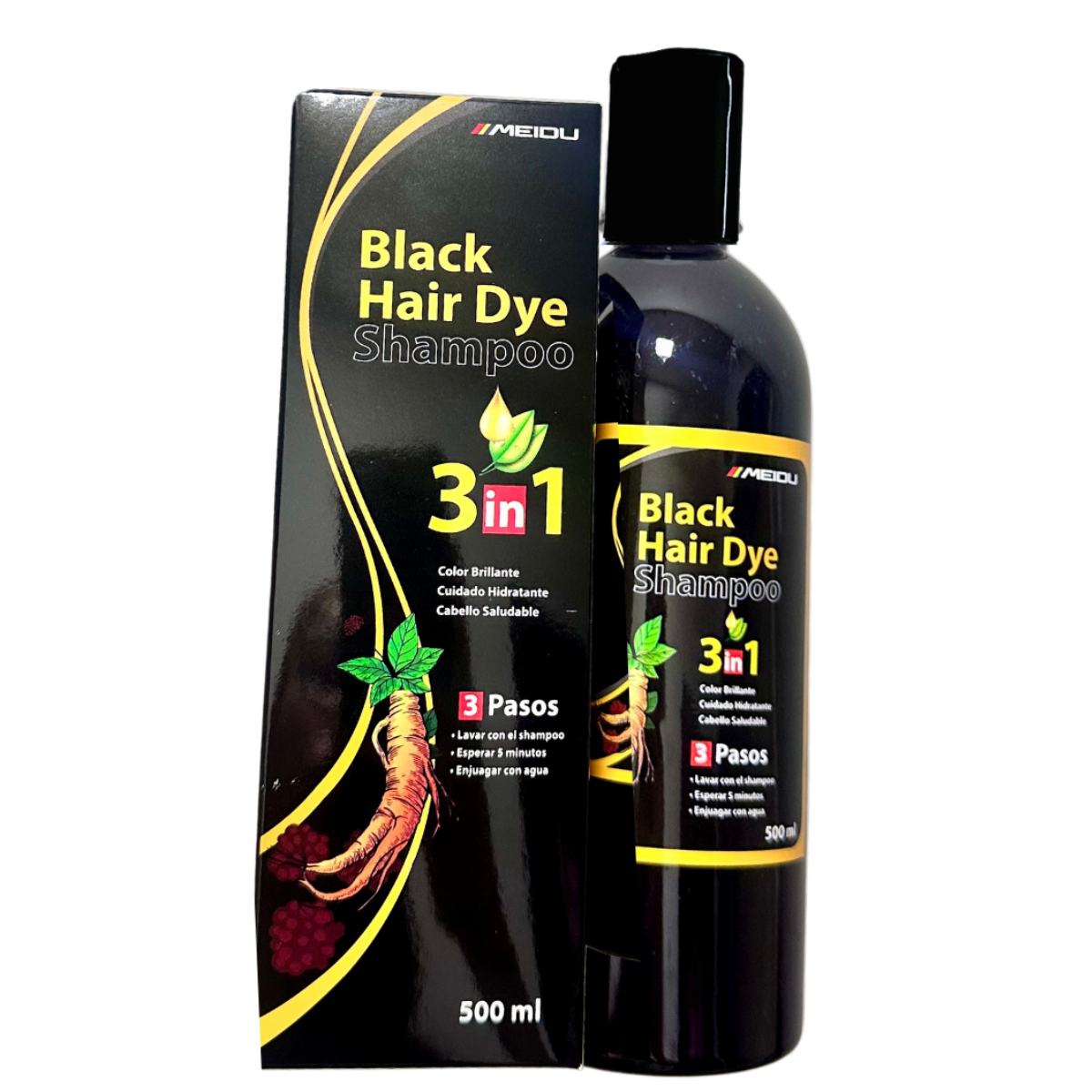 Black Color – Shampoo Tonalizante 3 en 1 con Extractos Naturales