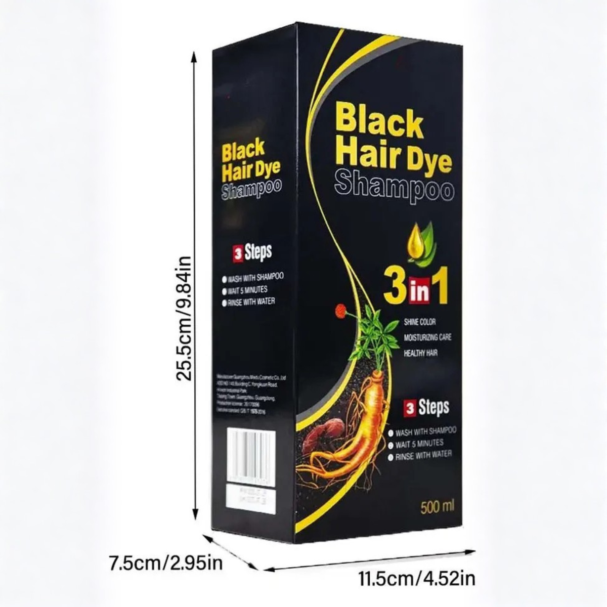 Black Color – Shampoo Tonalizante 3 en 1 con Extractos Naturales