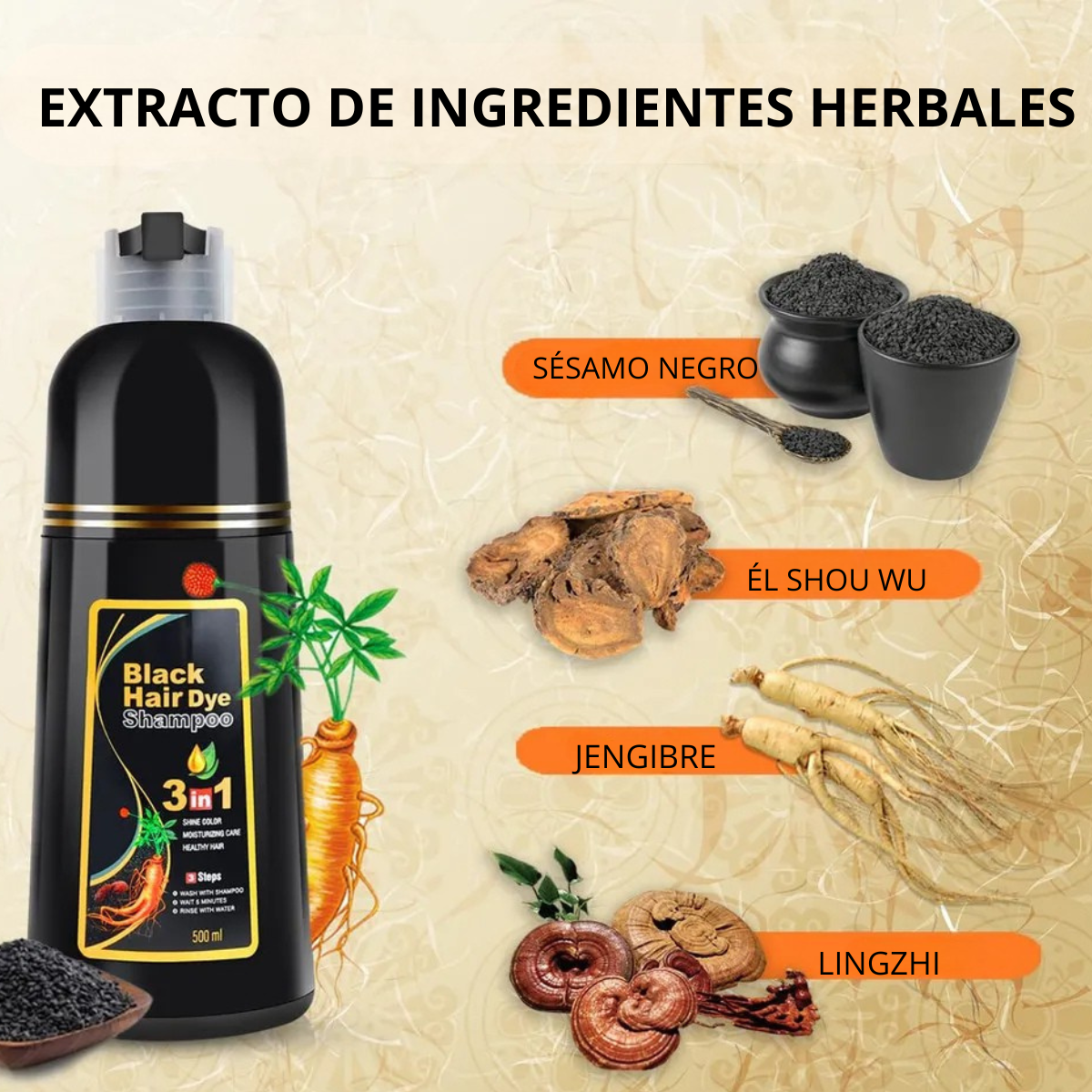 Black Color – Shampoo Tonalizante 3 en 1 con Extractos Naturales