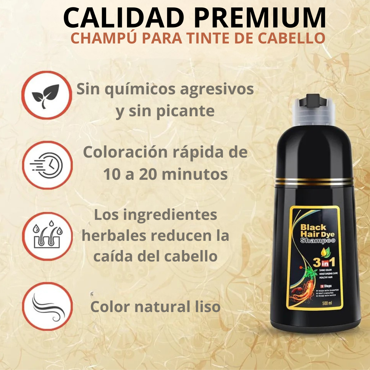 Black Color – Shampoo Tonalizante 3 en 1 con Extractos Naturales